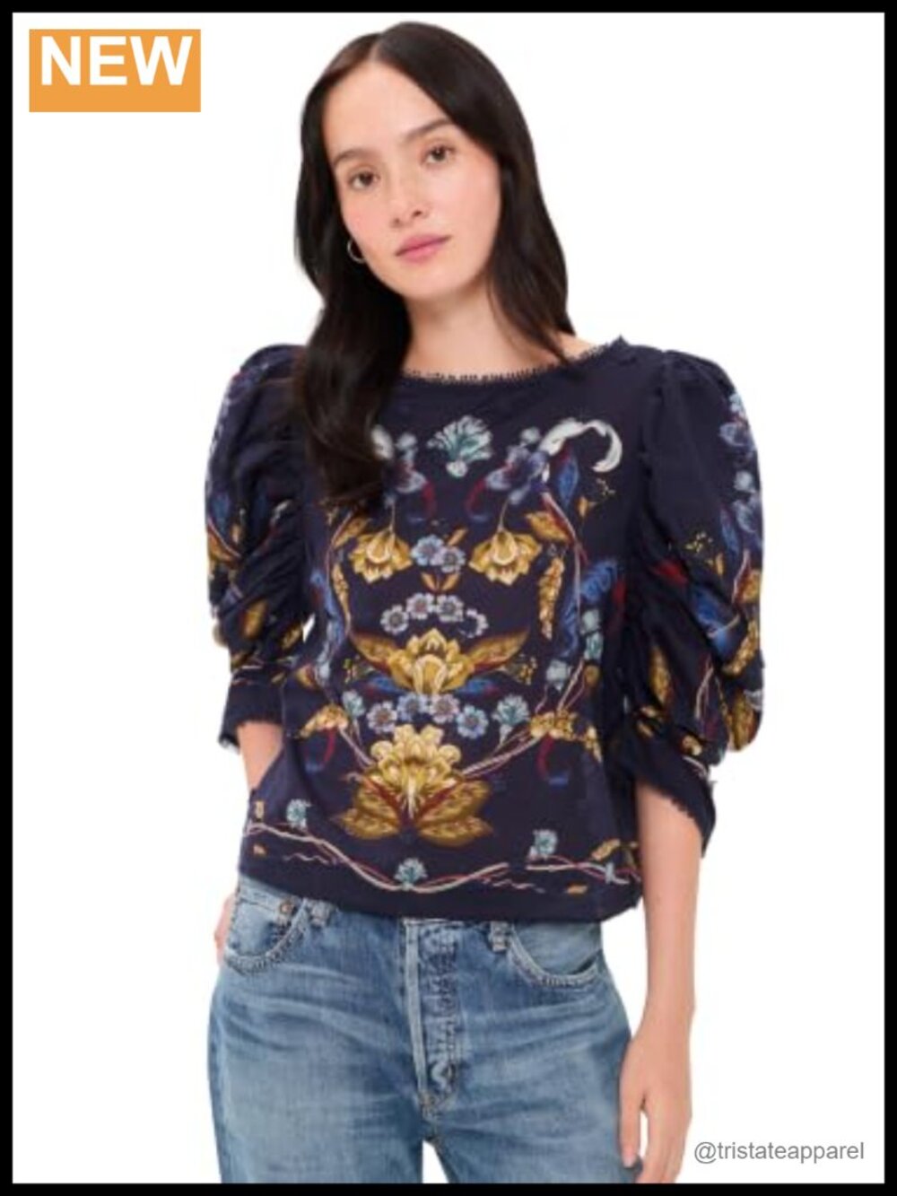 Viscose Floral Short Sleeve Blouse Boat Neck Button Placket Women's Top